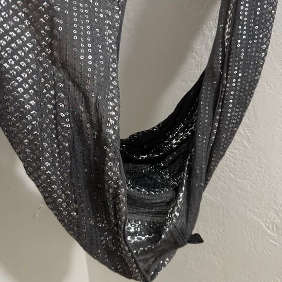 Silver Metallic Sequin Infinity Scarf - Picture 5 of 7